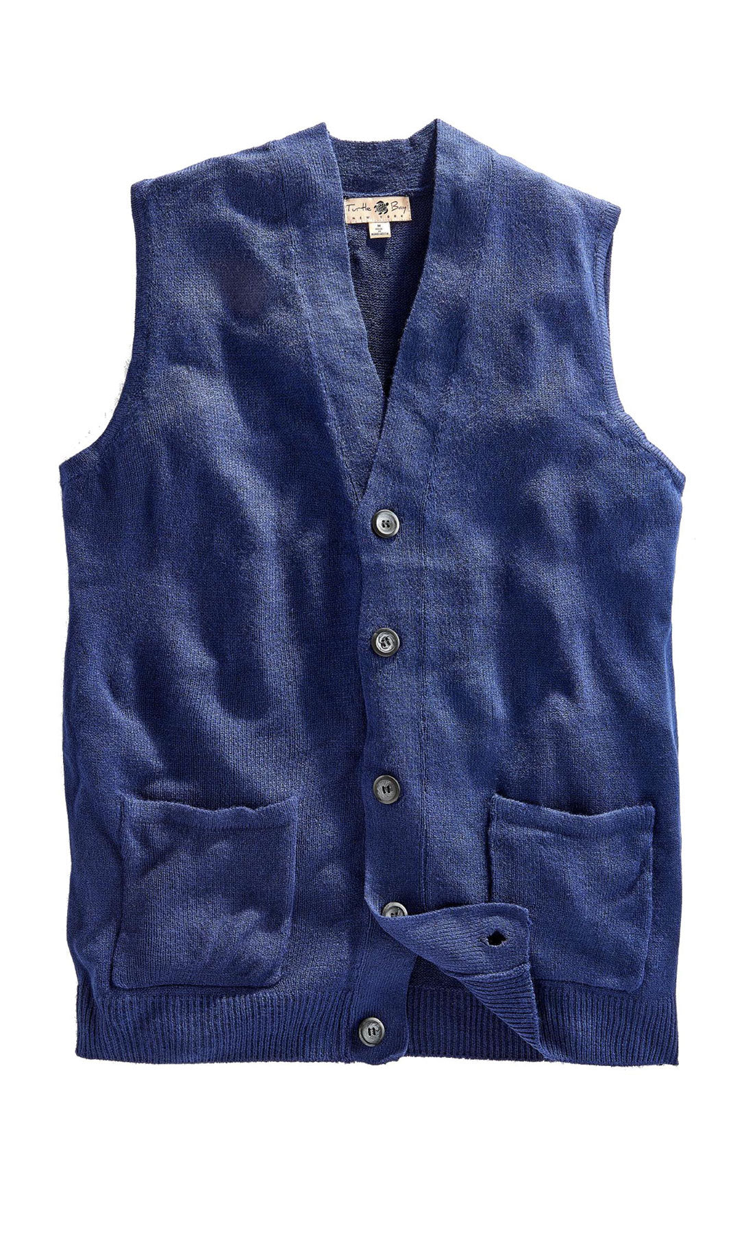 Men's Button-Front Knit Sweater Vest with Chest Pockets