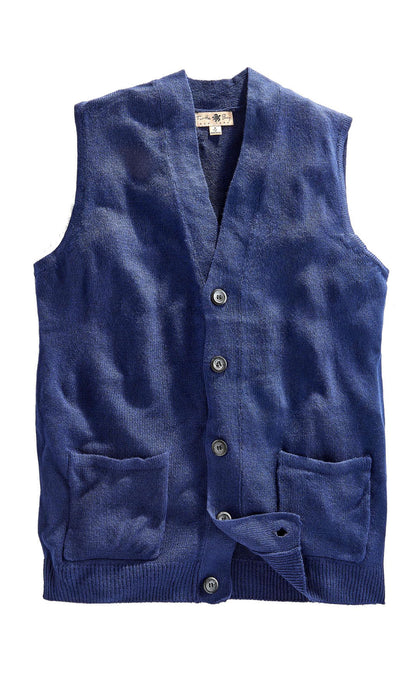 Men's Button-Front Knit Sweater Vest with Chest Pockets