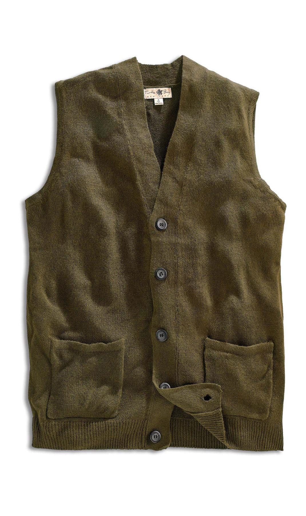 Men's Button-Front Knit Sweater Vest with Chest Pockets