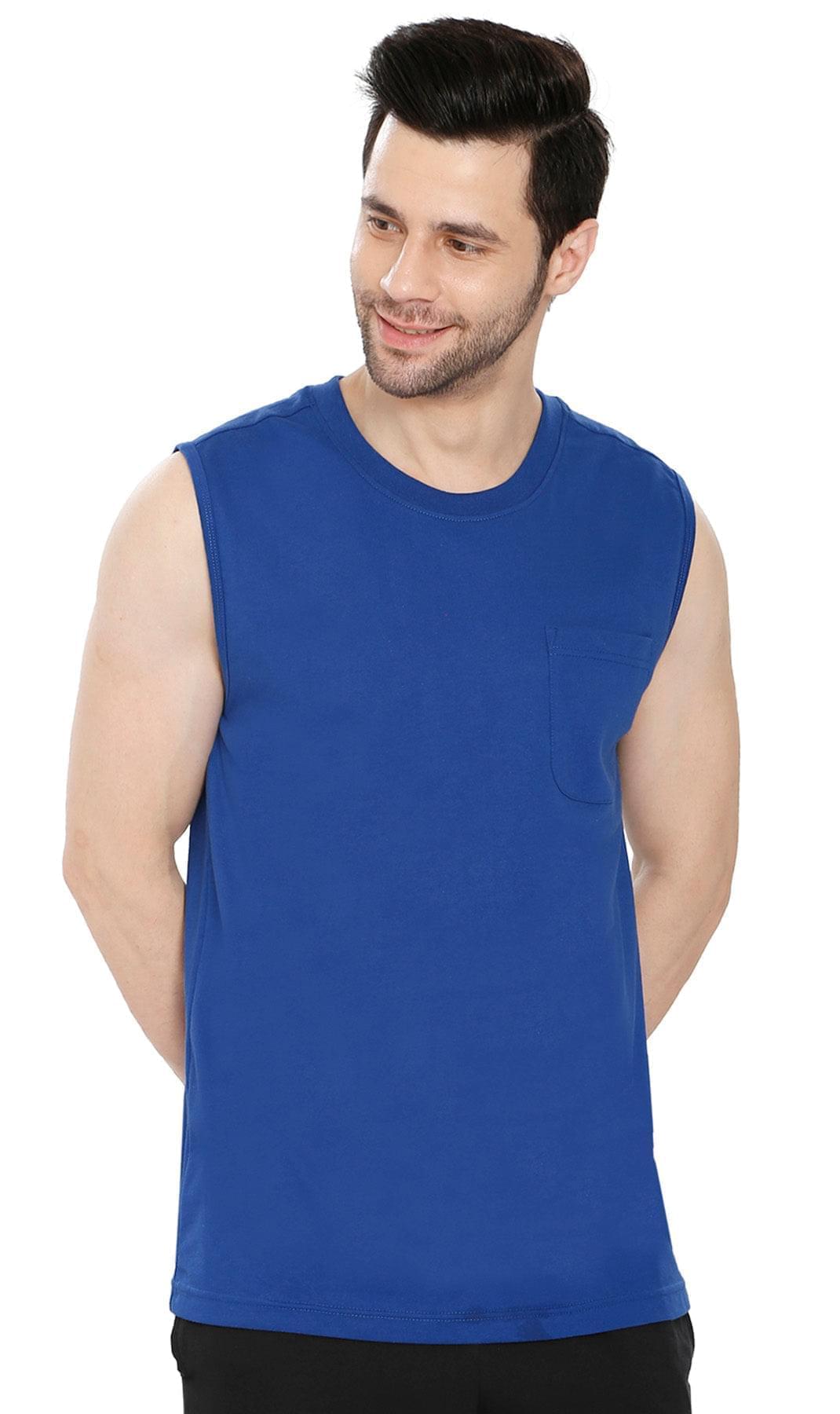 Men's Heavyweight Sleeveless Crew Neck Tee with Chest Pocket