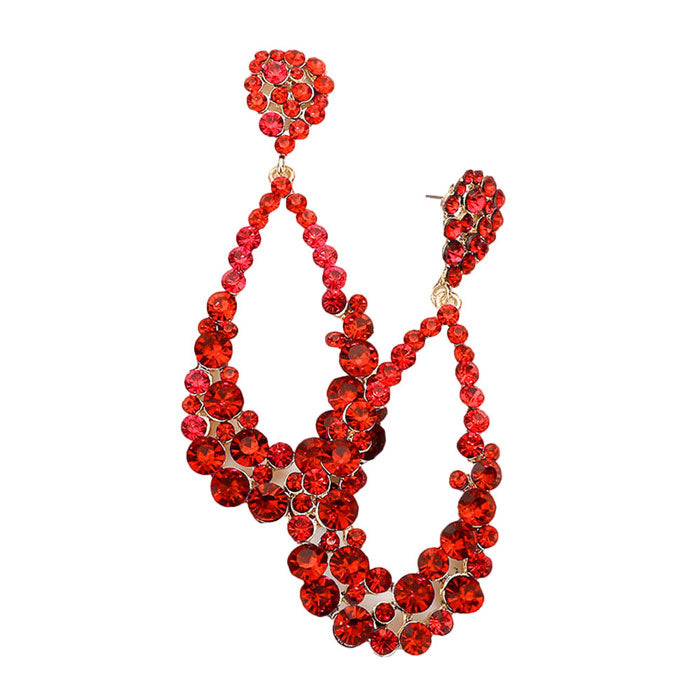 Women's Crystal Bubble Cluster Teardrop Earrings
