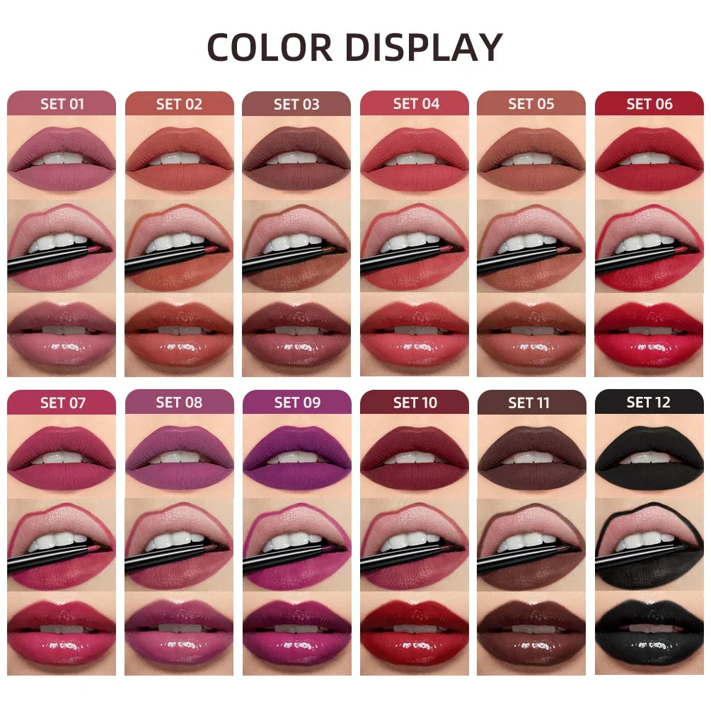 Matte Liquid Lipstick & Lip Liner Set – 3 Piece