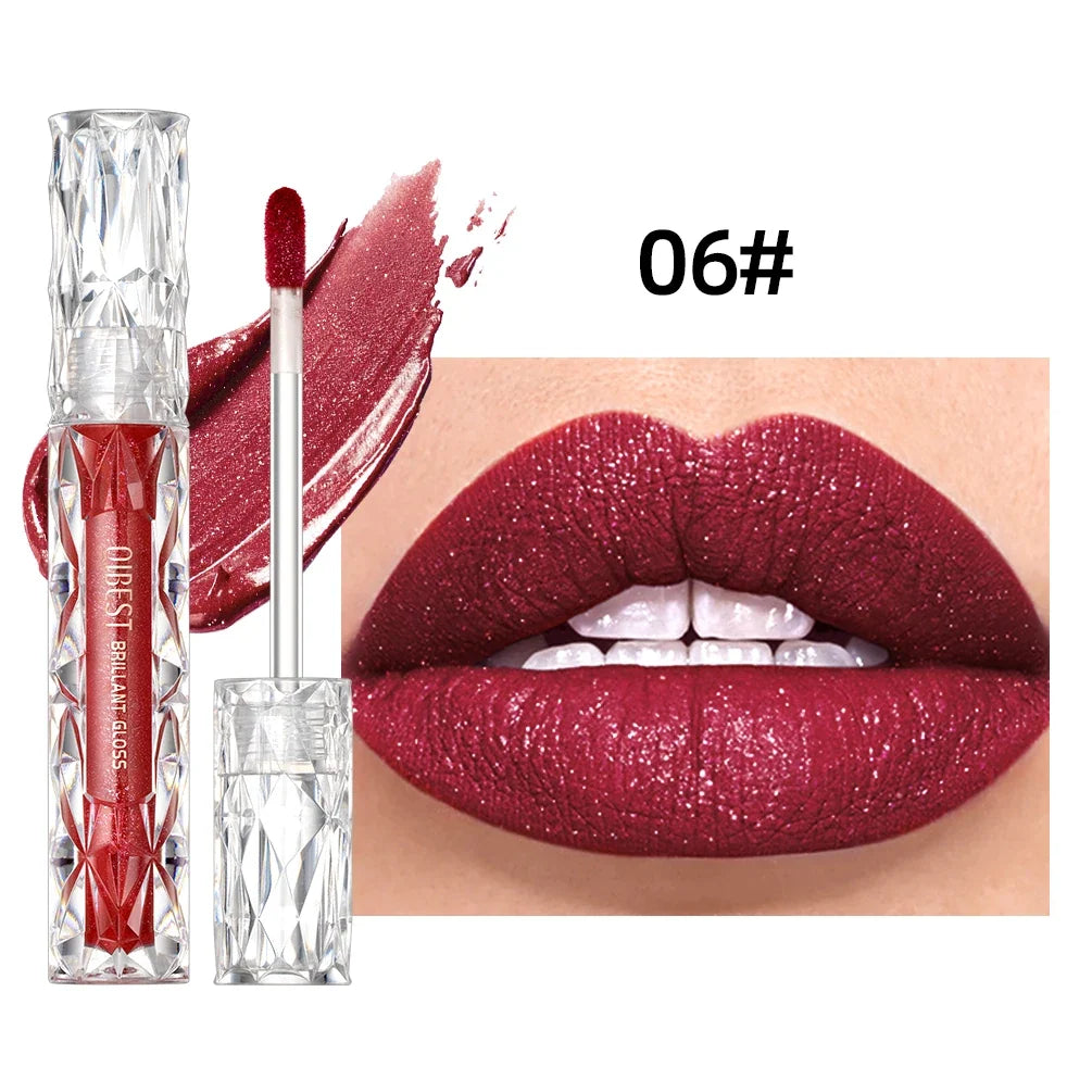 Qibest Diamond Shimmer Lip Gloss – Waterproof, Long-Lasting