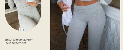Women's Long-Sleeve Top & Wide-Leg Pants Yoga Set