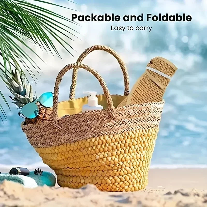Foldable Wide-Brim Straw Sun Hat