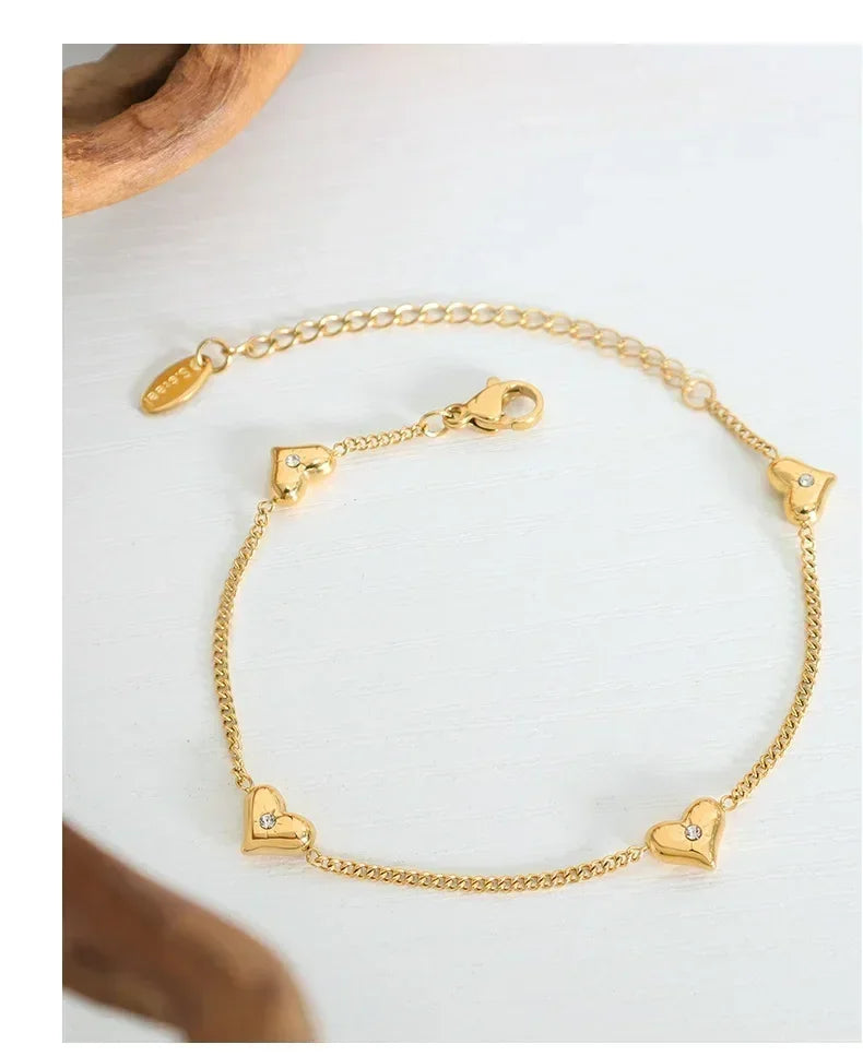 Shiny Zircon Heart Jewelry: Necklace, Earrings or Bracelet