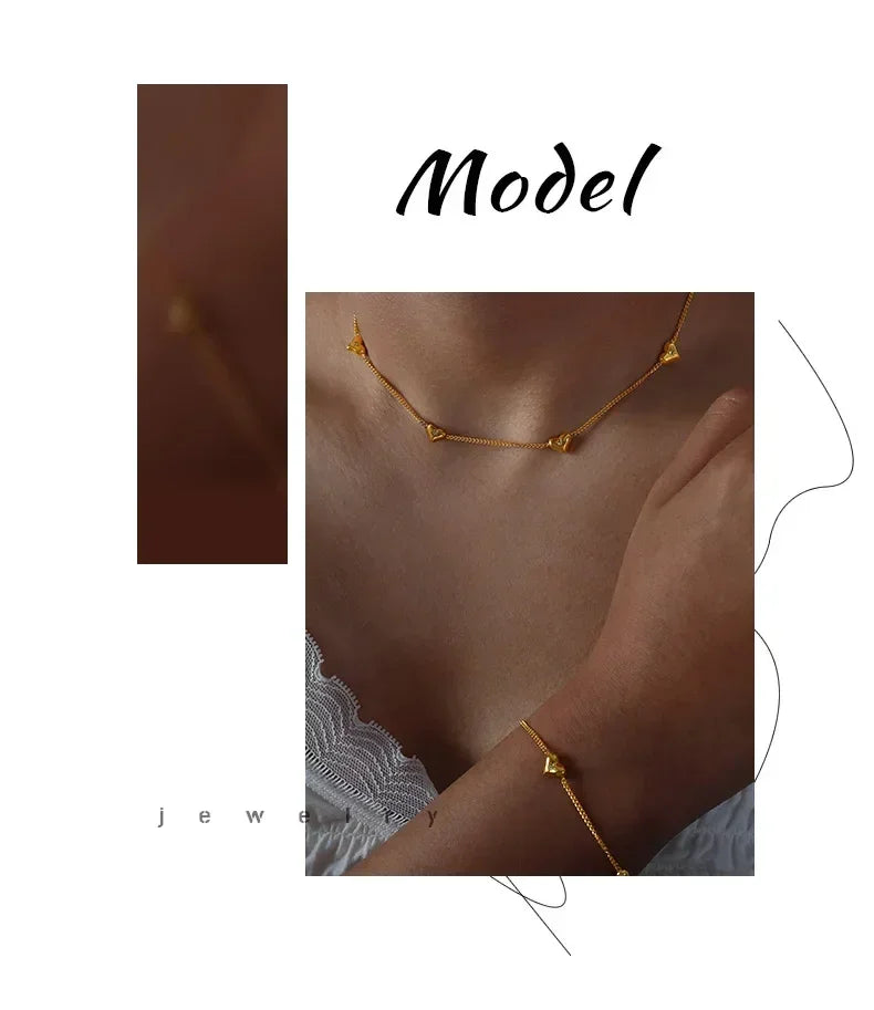 Shiny Zircon Heart Jewelry: Necklace, Earrings or Bracelet