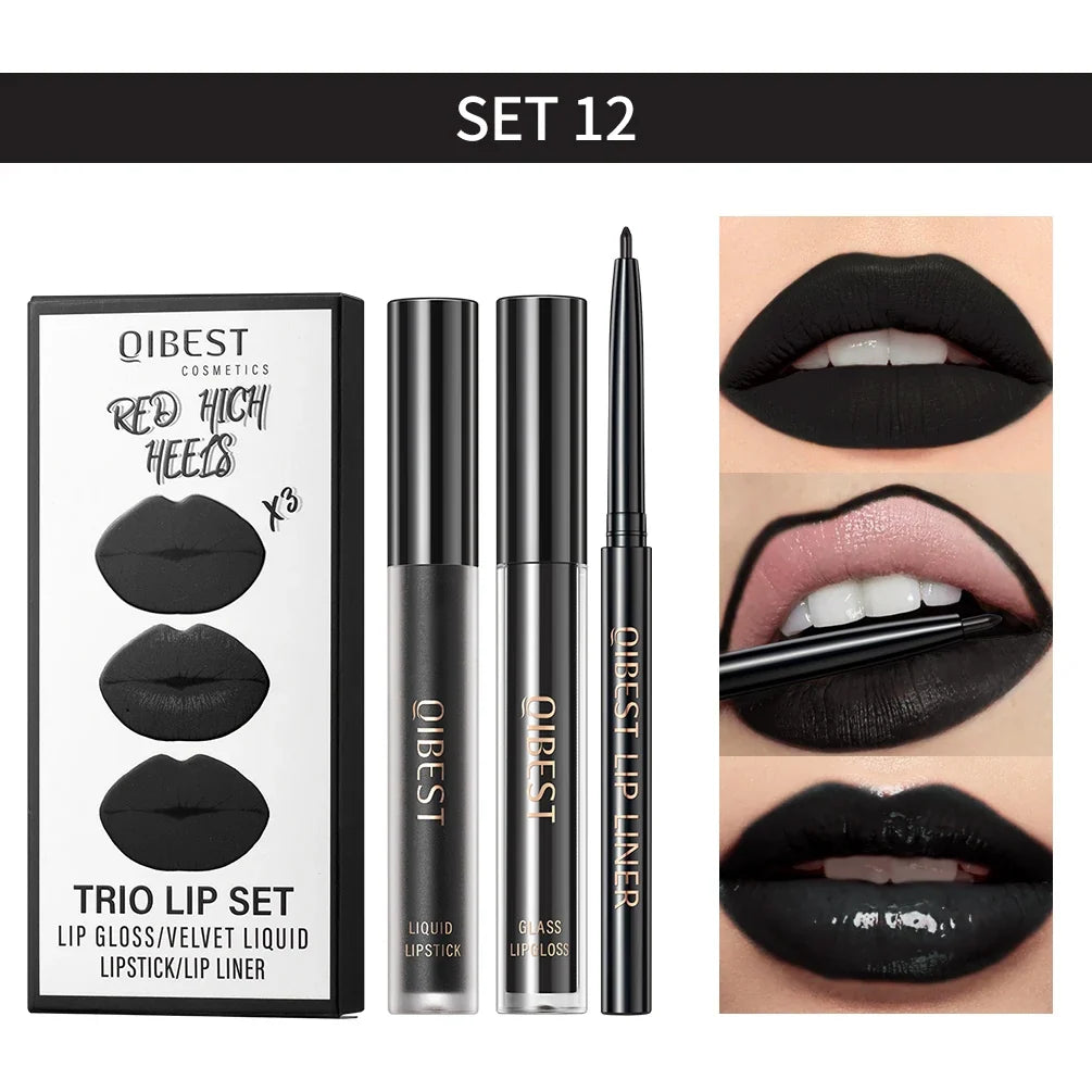 Matte Liquid Lipstick & Lip Liner Set – 3 Piece