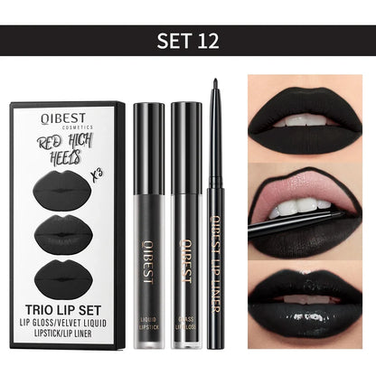 Matte Liquid Lipstick & Lip Liner Set – 3 Piece
