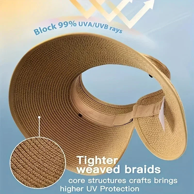 Foldable Wide-Brim Straw Sun Hat