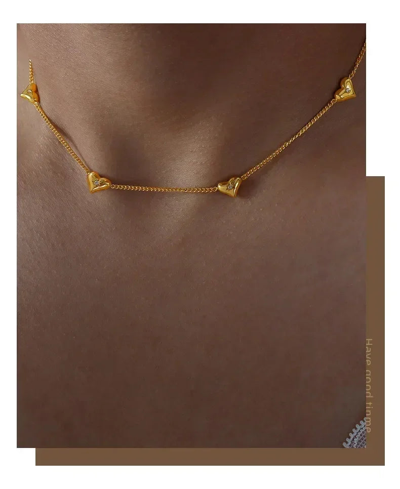 Shiny Zircon Heart Jewelry: Necklace, Earrings or Bracelet