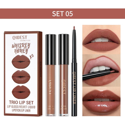 Matte Liquid Lipstick & Lip Liner Set – 3 Piece