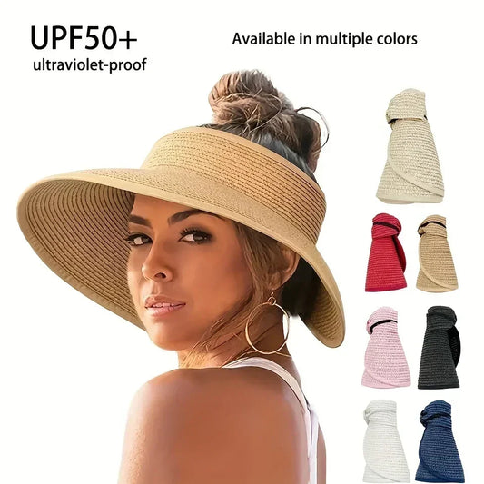 Foldable Wide-Brim Straw Sun Hat