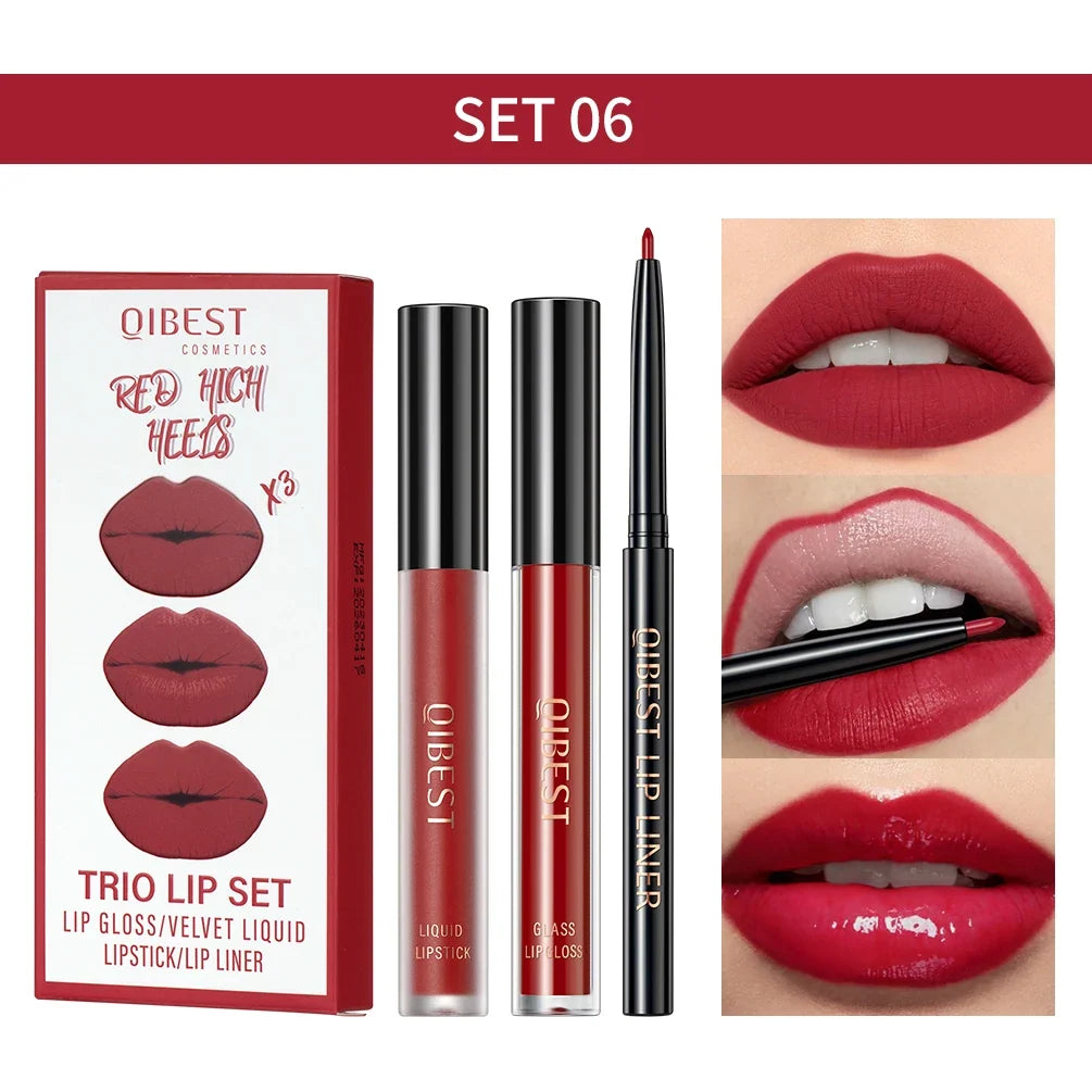 Matte Liquid Lipstick & Lip Liner Set – 3 Piece