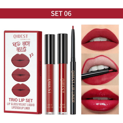 Matte Liquid Lipstick & Lip Liner Set – 3 Piece