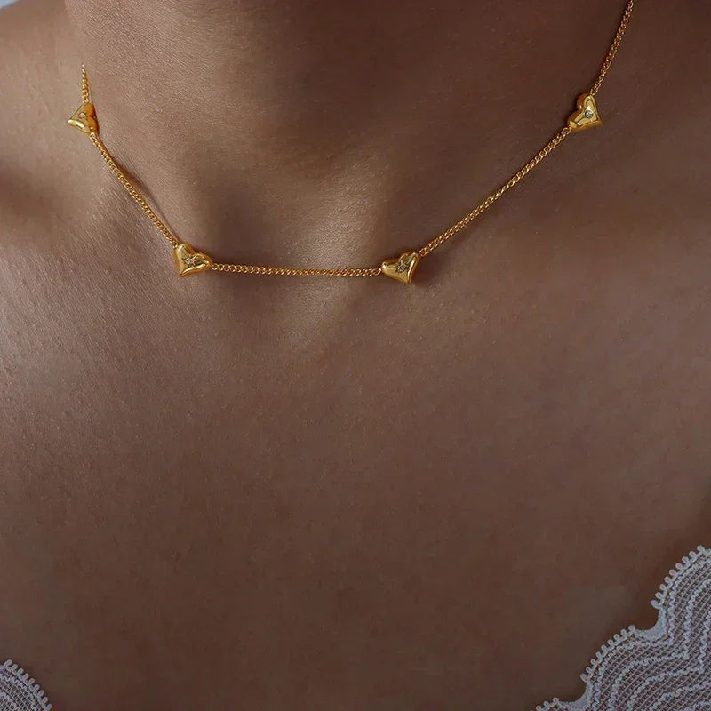 Shiny Zircon Heart Jewelry: Necklace, Earrings or Bracelet
