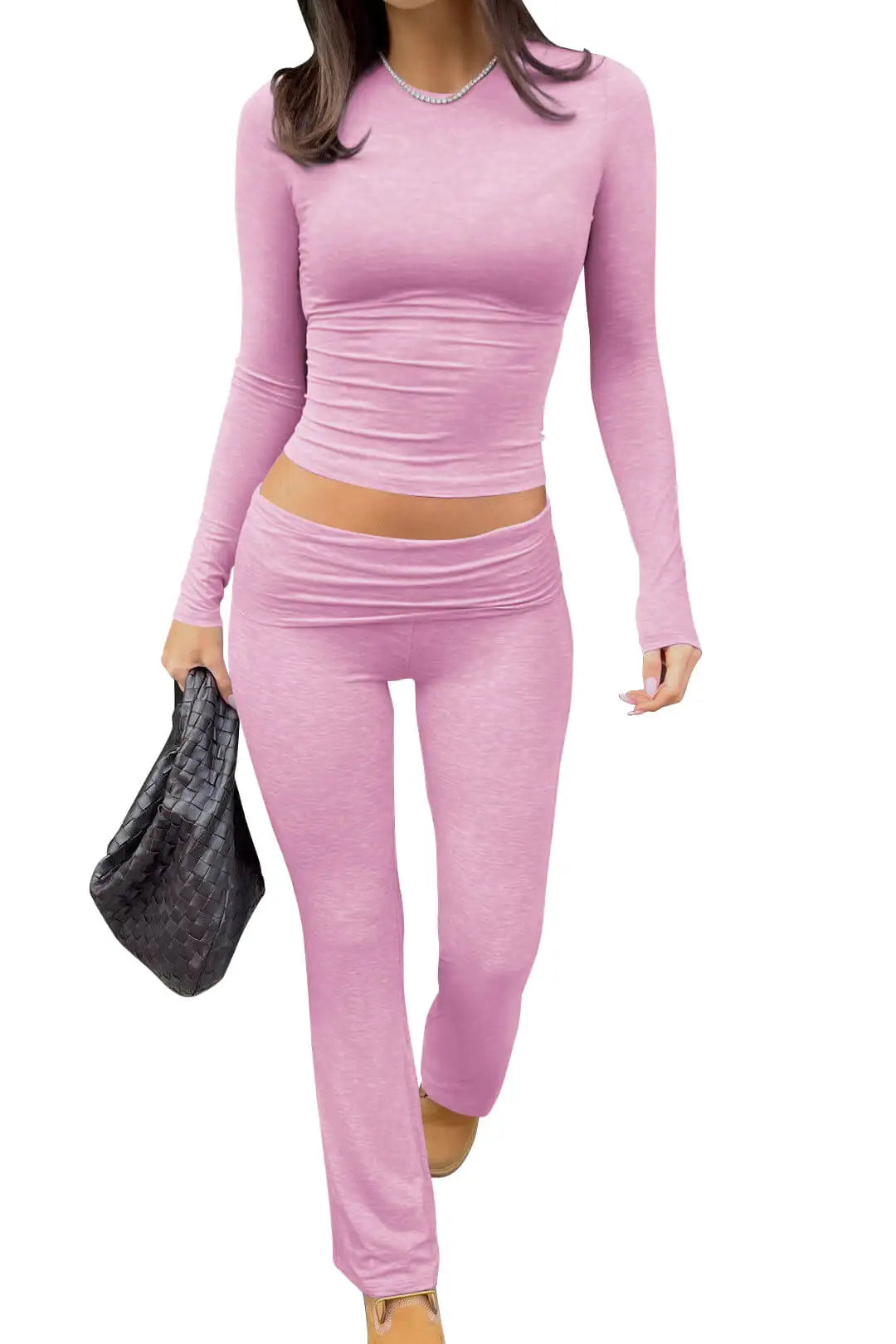 Women's Long-Sleeve Top & Wide-Leg Pants Yoga Set