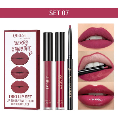 Matte Liquid Lipstick & Lip Liner Set – 3 Piece