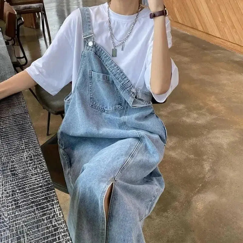 Women's Sleeveless Denim Overall Dress