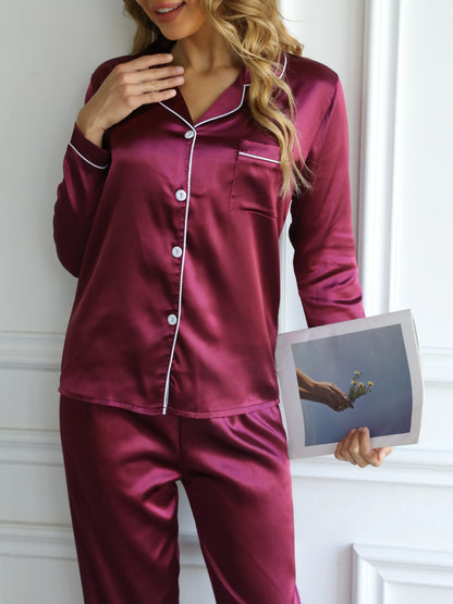 Women's Button-Up Long Sleeve Pajama Set