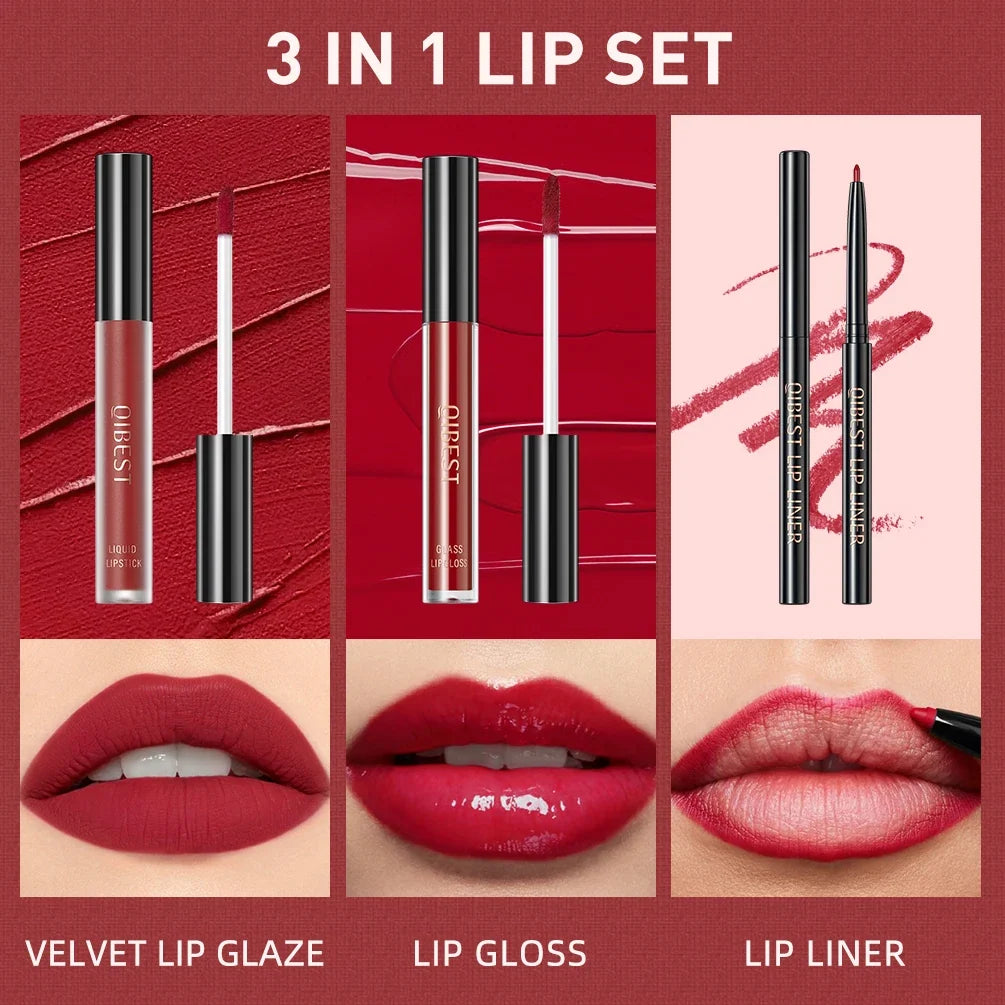 Matte Liquid Lipstick & Lip Liner Set – 3 Piece