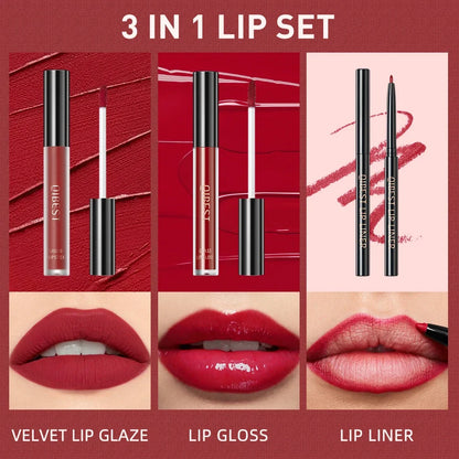 Matte Liquid Lipstick & Lip Liner Set – 3 Piece