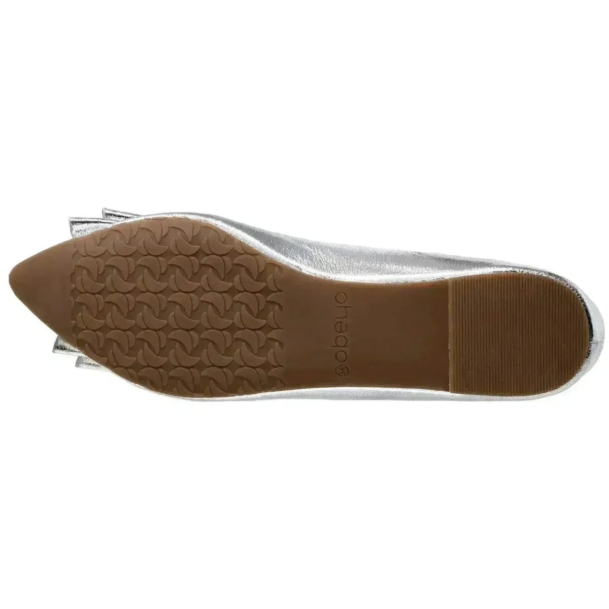 Women's Metallic Bow Pointed-Toe Ballet Flats