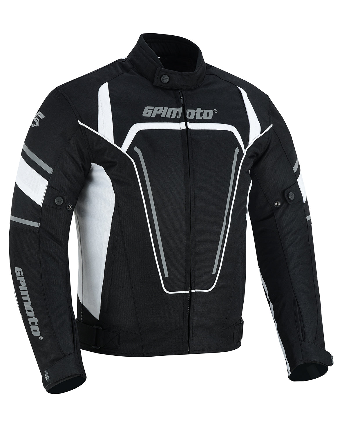 Men's All-Season Waterproof Motorcycle Jacket – Black/White, 4 Pockets