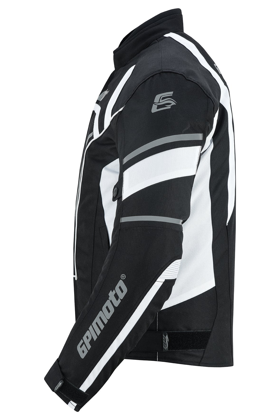 Men's All-Season Waterproof Motorcycle Jacket – Black/White, 4 Pockets