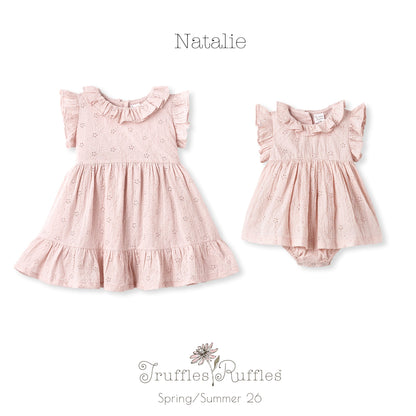 Girls' Eyelet Cotton Dress – Blush Pink
