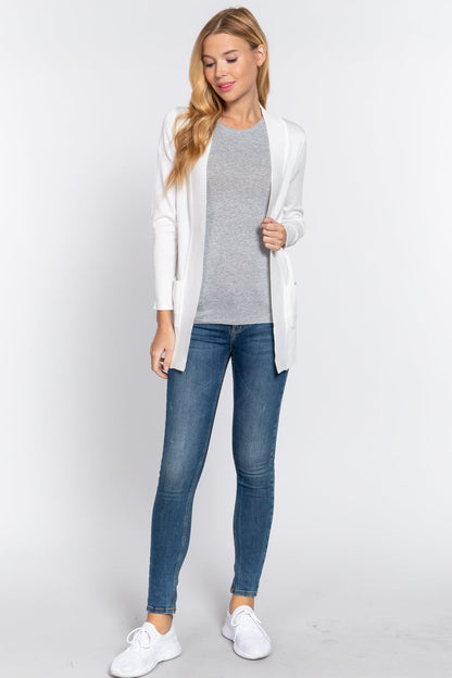 Women's Rib-Banded Open Cardigan