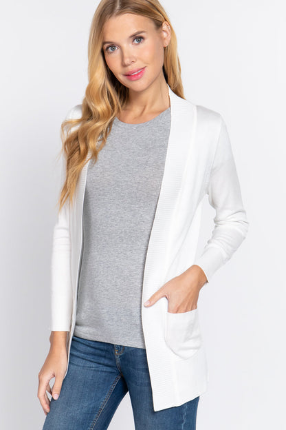 Women's Rib-Banded Open Cardigan