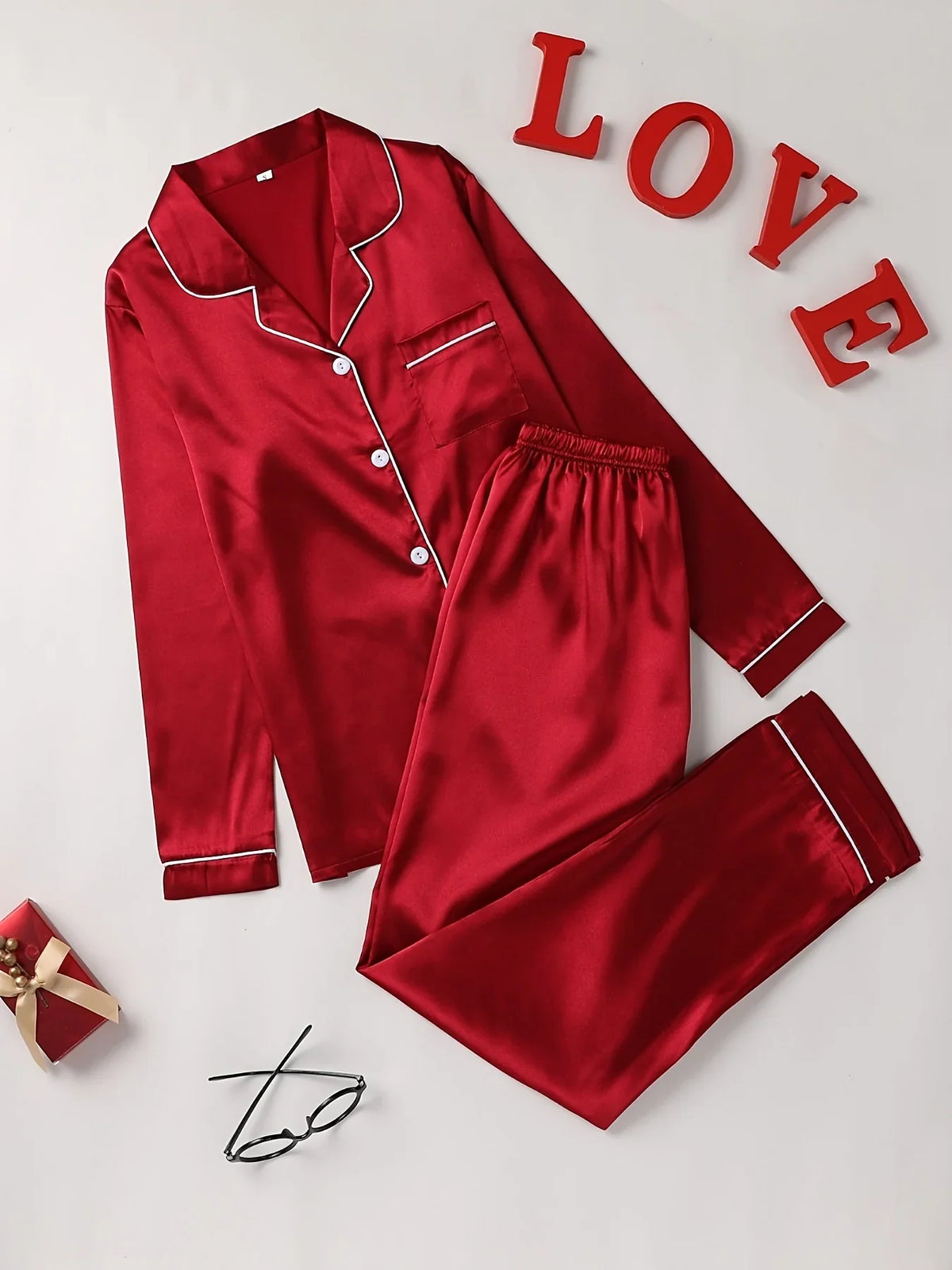 Women's Button-Up Long Sleeve Pajama Set