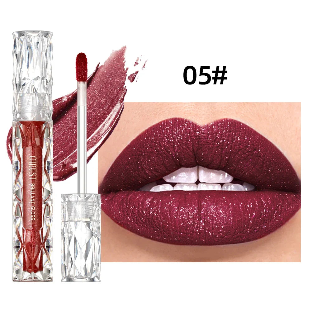 Qibest Diamond Shimmer Lip Gloss – Waterproof, Long-Lasting