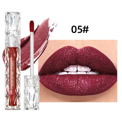 Qibest Diamond Shimmer Lip Gloss – Waterproof, Long-Lasting