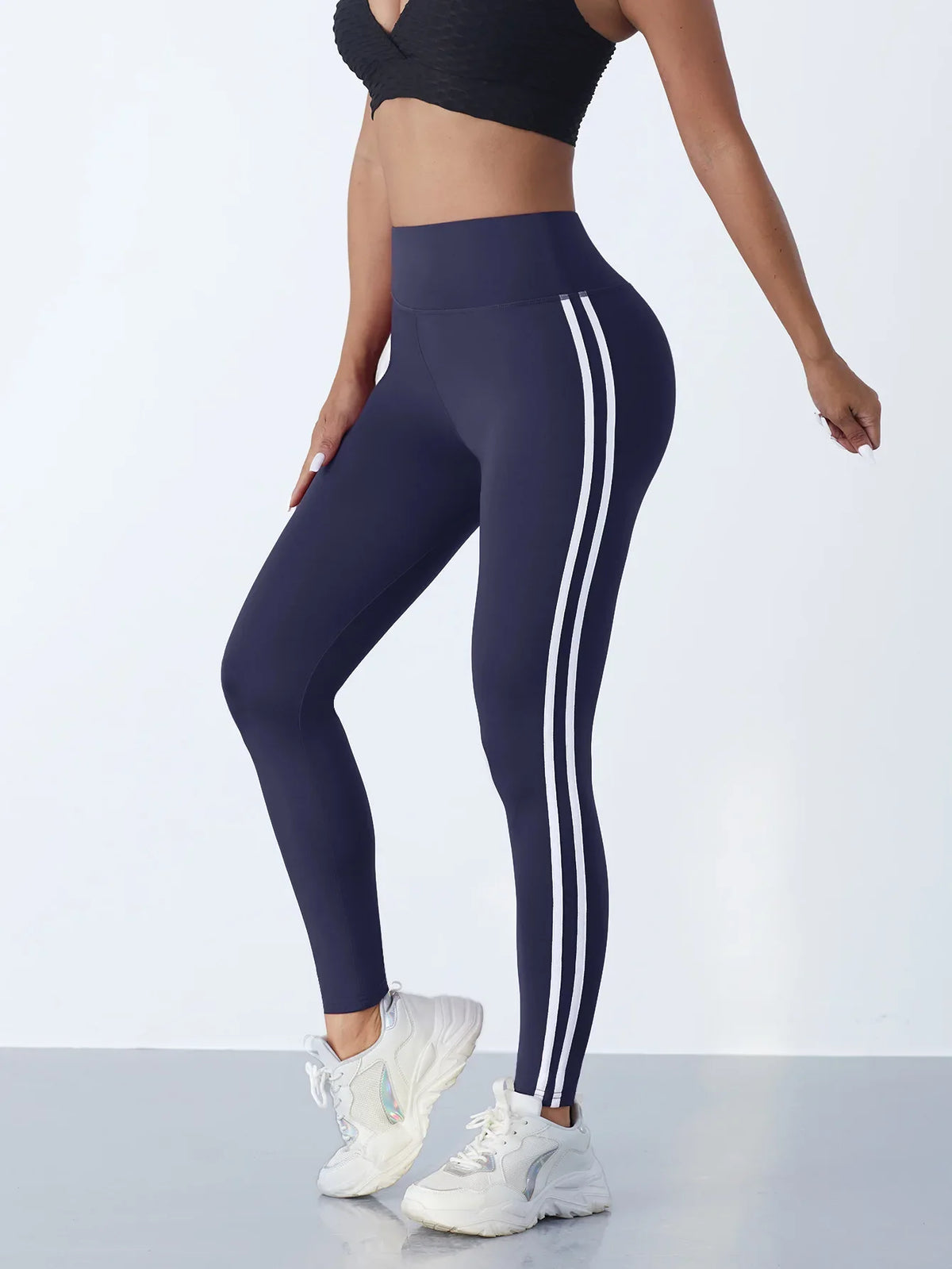 Women's Striped High-Waist Yoga Leggings