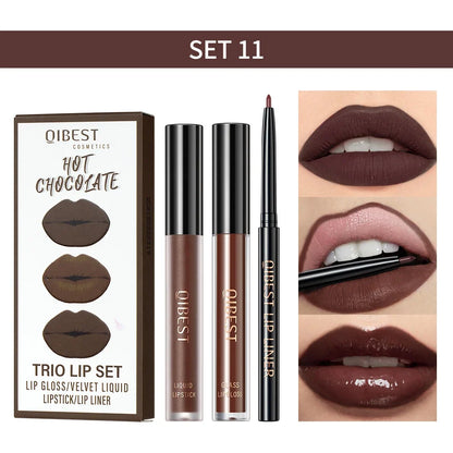 Matte Liquid Lipstick & Lip Liner Set – 3 Piece