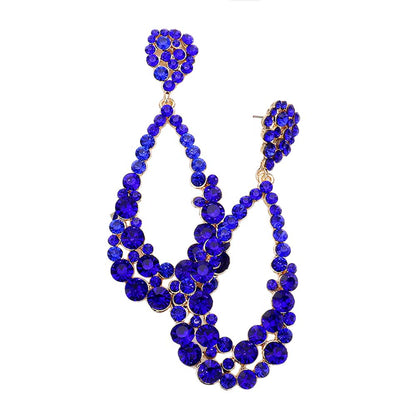 Women's Crystal Bubble Cluster Teardrop Earrings