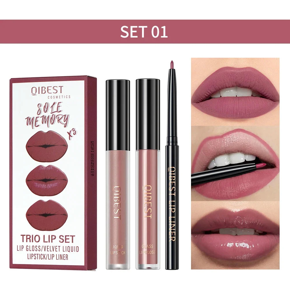 Matte Liquid Lipstick & Lip Liner Set – 3 Piece