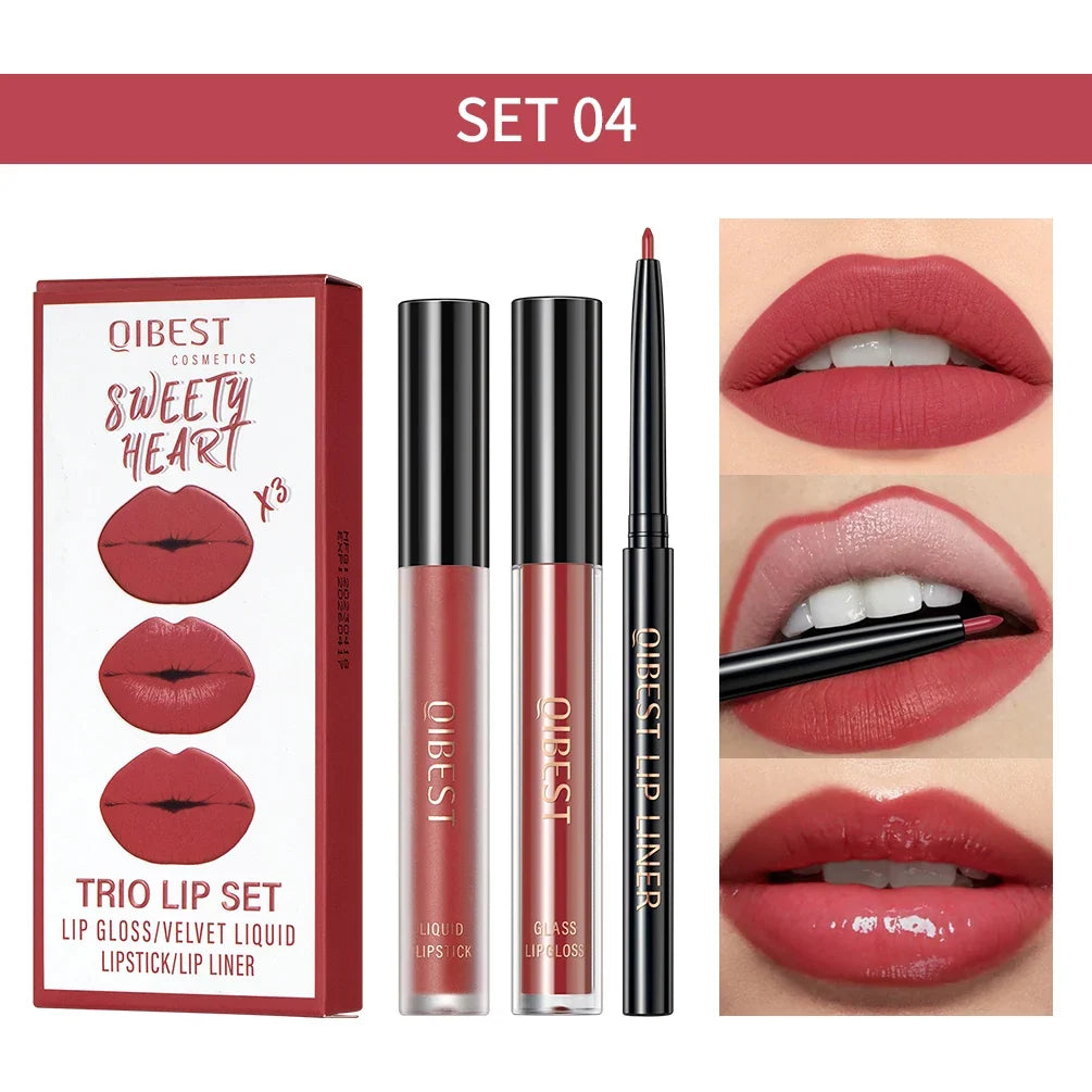 Matte Liquid Lipstick & Lip Liner Set – 3 Piece