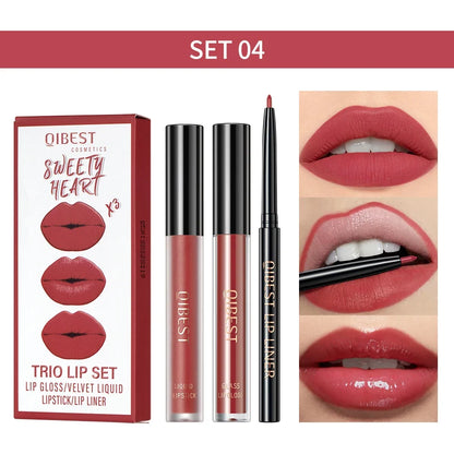 Matte Liquid Lipstick & Lip Liner Set – 3 Piece