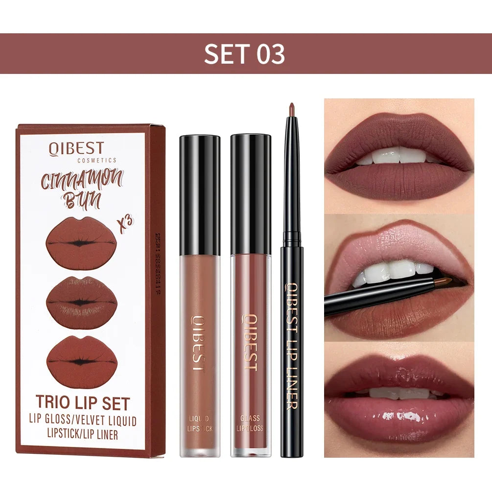 Matte Liquid Lipstick & Lip Liner Set – 3 Piece