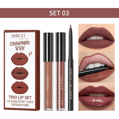 Matte Liquid Lipstick & Lip Liner Set – 3 Piece