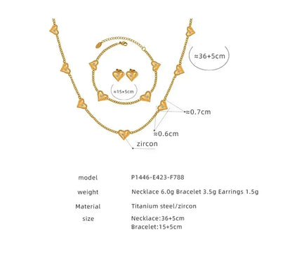 Shiny Zircon Heart Jewelry: Necklace, Earrings or Bracelet
