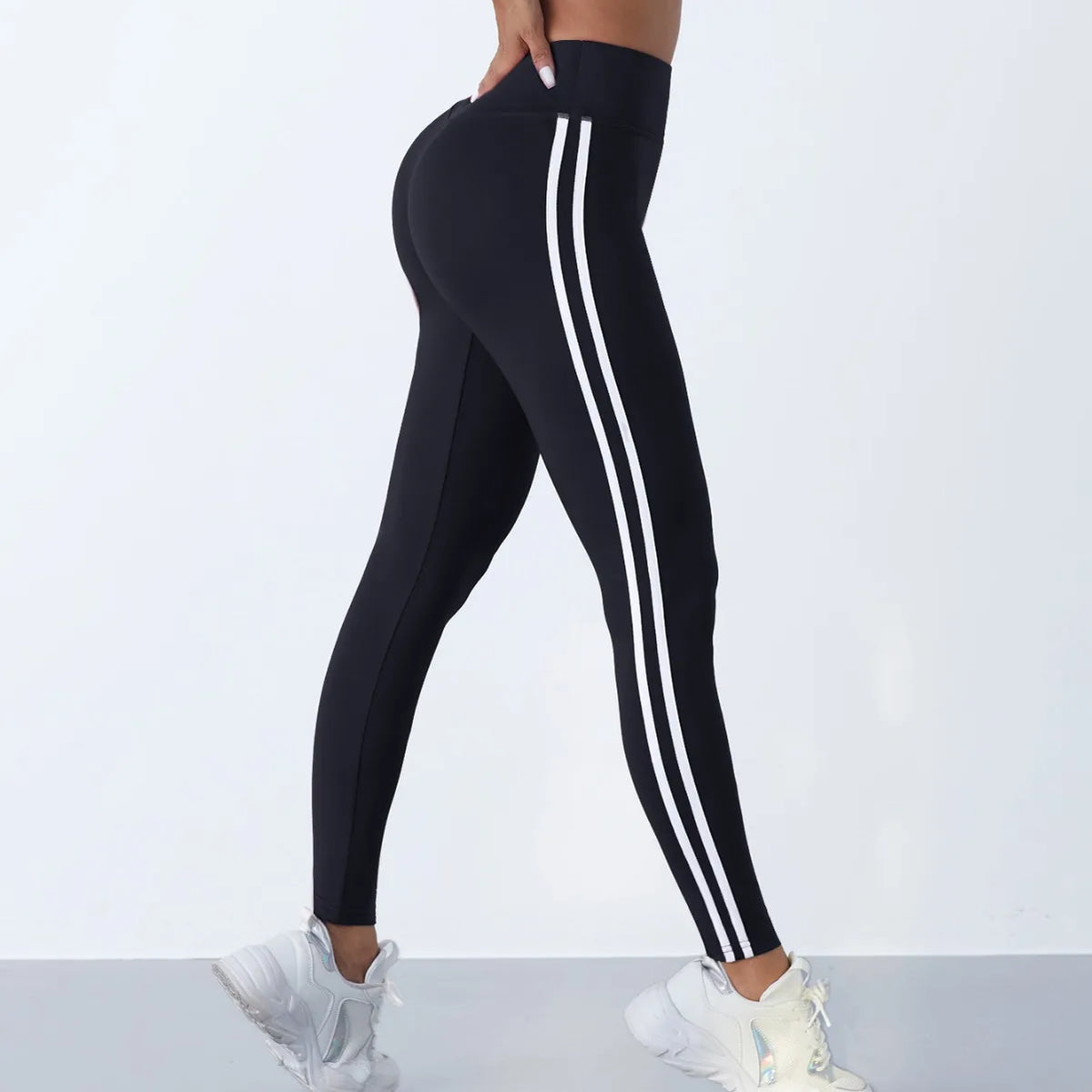 Women's Striped High-Waist Yoga Leggings