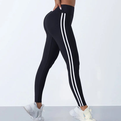 Women's Striped High-Waist Yoga Leggings