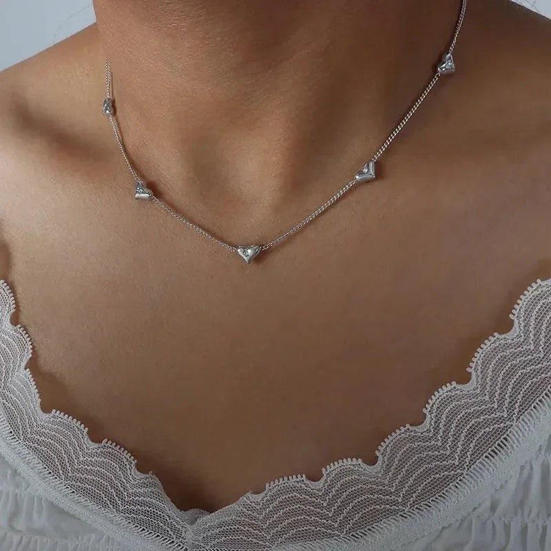 Shiny Zircon Heart Jewelry: Necklace, Earrings or Bracelet