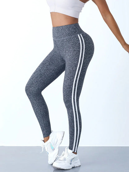 Women's Striped High-Waist Yoga Leggings