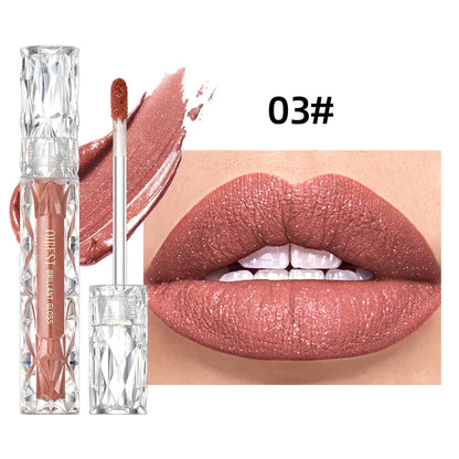 Qibest Diamond Shimmer Lip Gloss – Waterproof, Long-Lasting