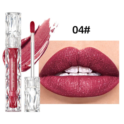 Qibest Diamond Shimmer Lip Gloss – Waterproof, Long-Lasting